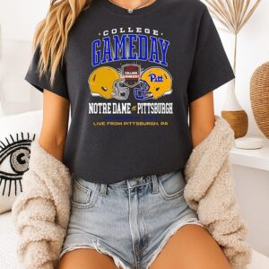 Notre Dame Vs Pittsburgh College Gameday 2025 Helmet T-Shirt