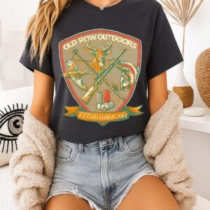 Old Row Outdoors Shield Deer Hunting Rifle Fishing Rod Wild Duck Vintage 2014 T-Shirt