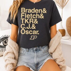 Purdue Boilermakers Ampersand Stars 2025-26 Braden Fletch Tkr Cj Oscar T-Shirt
