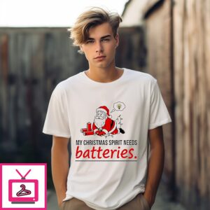 Santa Claus My Christmas Spirit Needs Batteries T-Shirt