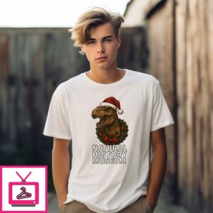 Santa Dinosaur Natural History Museum Christmas T-Shirt