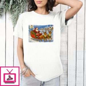 Santa Sleigh Reindeer Christmas T-Shirt