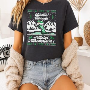 Saquon Barkley Philadelphia Eagle Hurdling’ Through A Winter Wonderland Ugly T-Shirt