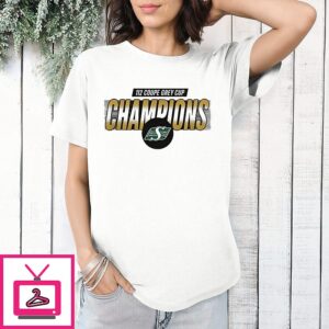 Saskatchewan Roughriders 112 Couple Grey Cup Champions 2025 Logo T-Shirt