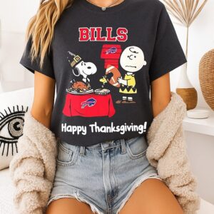 Snoopy And Charlie Brown X Buffalo Bills Football Happy Thanksgiving T-Shirt