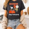 Snoopy And Charlie Brown X Cleveland Browns Football Happy Thanksgiving T-Shirt