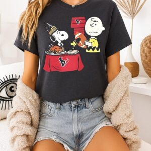 Snoopy And Charlie Brown X Houston Texans Football Happy Thanksgiving T-Shirt