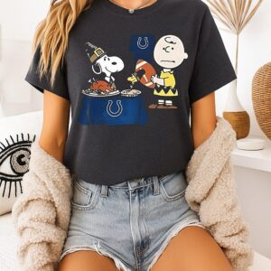 Snoopy And Charlie Brown X Indianapolis Colts Football Happy Thanksgiving T-Shirt