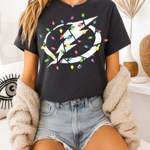 Tampa Bay Lightning Logo Holiday Merry Christmas Lights T-Shirt