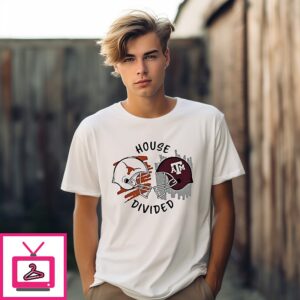 Texas Am Aggies Vs Texas Longhorns House Divided Helmet T-Shirt