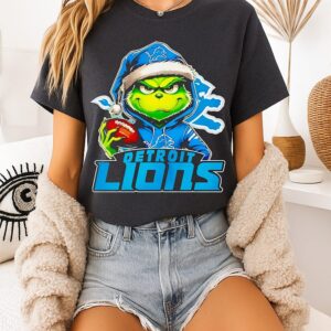 The Grinch Christmas X Detroit Lions Football T-Shirt