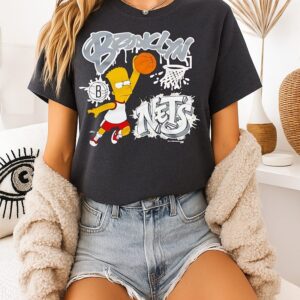 The Simpsons Bart X Brooklyn Nets NBA 2025 Cartoon T-Shirt