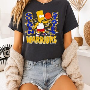 The Simpsons Bart X Golden State Warriors NBA 2025 Cartoon T-Shirt