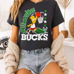 The Simpsons Bart X Milwaukee Bucks NBA 2025 Cartoon T-Shirt