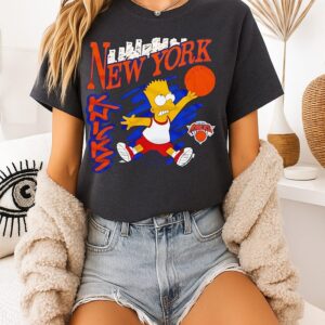 The Simpsons Bart X New York Knicks NBA 2025 Cartoon T-Shirt