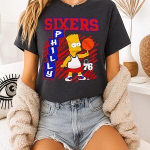 The Simpsons Bart X Philadelphia 76ers Philly NBA 2025 Cartoon T-Shirt