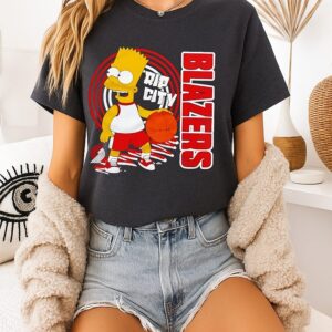 The Simpsons Bart X Portland Trail Blazers Rip City NBA 2025 Cartoon T-Shirt