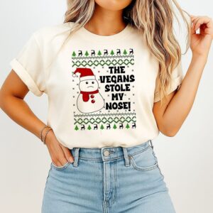 The Vegans Stole My Nose Snowman Christmas T-Shirt
