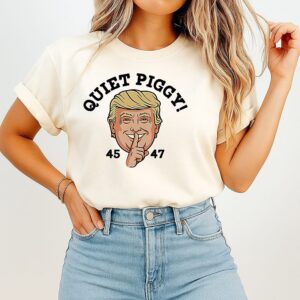 Trump Quiet Piggy 45 47 Big Face T-Shirt