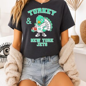 Turkey And New York Jets Football NFL Happy Thanksgiving T-Shirt