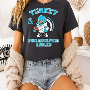 Turkey And Philadelphia Eagles Football NFL Happy Thanksgiving T-Shirt