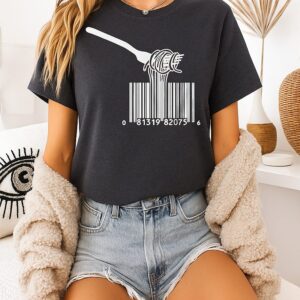 Twirling Pasta Spaghetti Barcodes T-Shirt