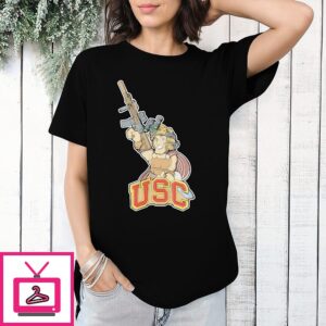 Usc Trojans Mascot Tactical Soldier With Gun T-Shirt