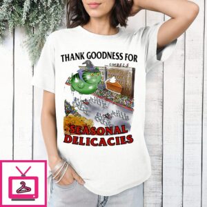 Witch Cat Thank Goodness For Seasonal Delicacies T-Shirt