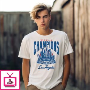 World Champions Los Angeles Dodgers Skyline Baseball T-Shirt