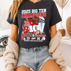 2025 Big Ten Champions Indiana Hoosiers 13-10 Score Mascot T-Shirt