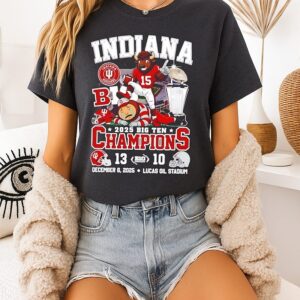 2025 Big Ten Champions Indiana Hoosiers Beat Ohio 13-10 Score Mascot T-Shirt