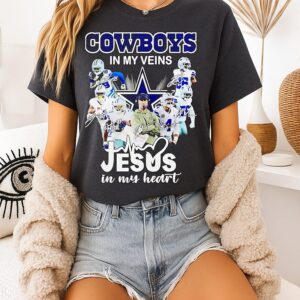 Dallas Cowboys In My Veins Jesus In My Heart Signature T-Shirt