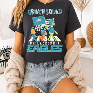 Grinch Squad And Friends Walking Across Philadelphia Eagles T-Shirt