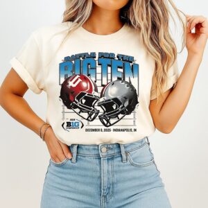 Indiana Hoosiers Vs Ohio State Buckeyes Battle For The Big Ten 2025 Helmets T-Shirt