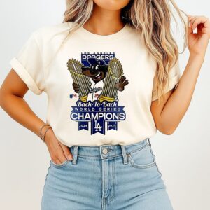 Los Angeles Dodgers Mascot Hug The Trophy World Series Champions 2025 T-Shirt