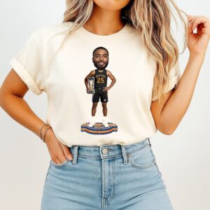 Mikal Bridges New York Knicks NBA Cup Champions Caricature T-Shirt