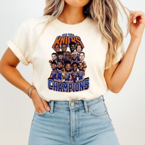 New York Knicks 2025 NBA Cup Champion Caricature T-Shirt