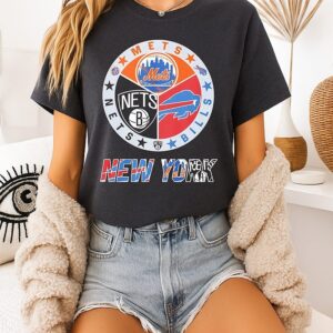 New York Mets Brooklyn Nets And Buffalo Bills Mashup Logo T-Shirt