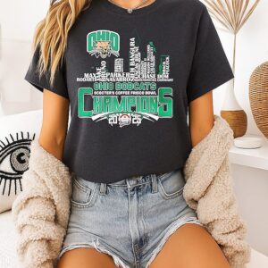 Ohio Bobcats 2025 Scooter’s Coffee Frisco Bowl Champions Player Names City Skyline T-Shirt