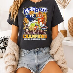 Penn State Nittany Lions Bad Boy Mowers Pinstripe Bowl Champions 2025 Mascot T-Shirt