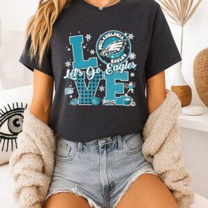 Philadelphia Eagles Football Love Let’s Go Eagles Mascot And Logo T-Shirt