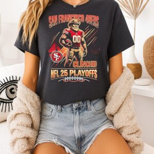 San Francisco 49ers NFL 25 Playoff Football Clinched Mascot T-Shirt