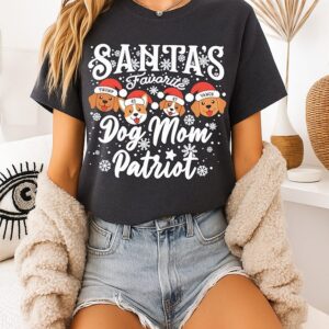 Santa’s Favorite Dog Mom Patriot Christmas T-Shirt