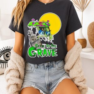 Skate To The Grave I Mete Les Morts Zombie Goat Cartoon T-Shirt