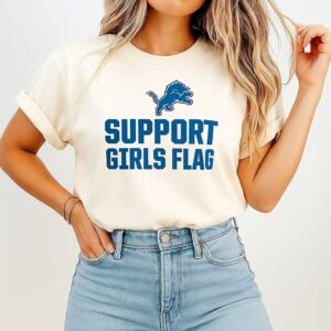 Support Girls Flag Detroit Lions Logo T-Shirt