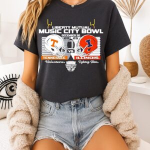 Tennessee Vs Illinois Football 2025 Music City Bowl Black Head-To-Head T-Shirt
