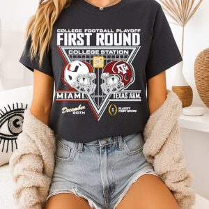 Texas A&m Aggie Vs Miami 2025-26 Cfp First Round Helmets T-Shirt