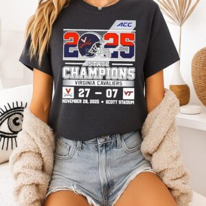 Virginia Cavaliers 2025 Acc State Champions 27-07 Score Helmets T-Shirt
