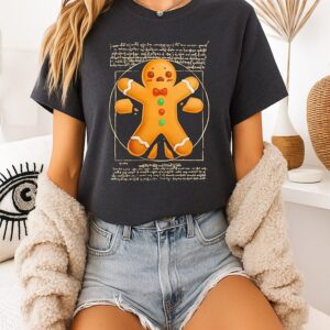 Vitruvian Gingerbread Man In Circle T-Shirt