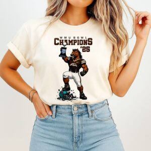 Western Michigan Broncos Myrtle Beach Bowl Champions 2025 Football Mascot T-Shirt